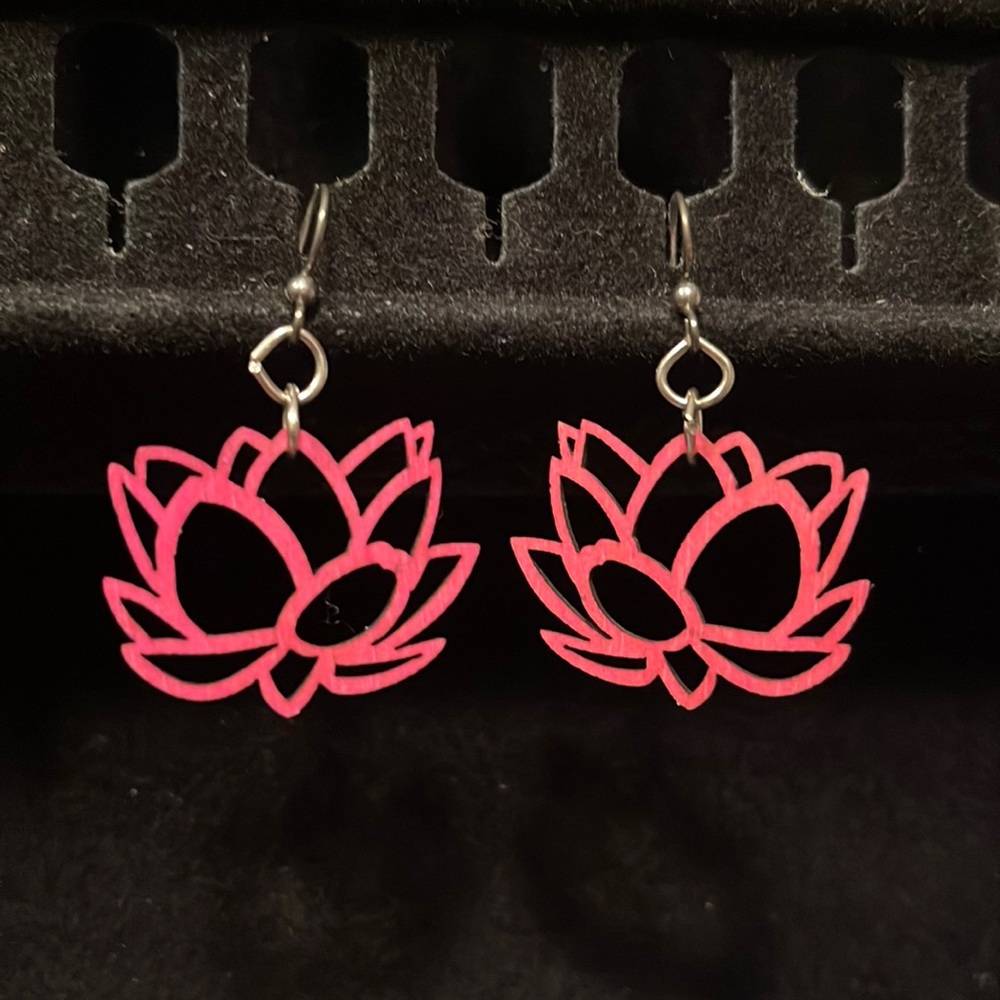 Pink flower earrings